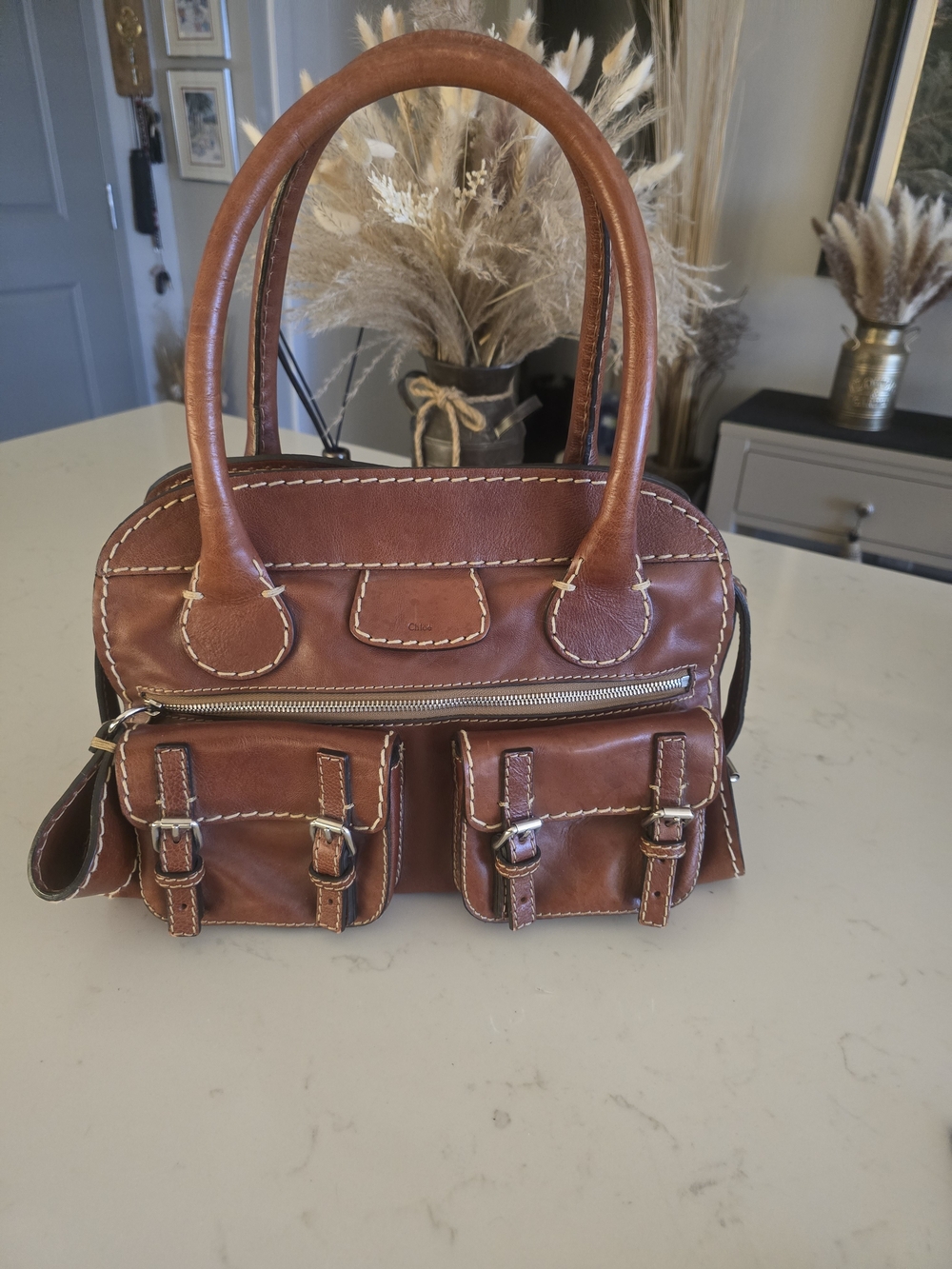 Chloe Whiskey Brown Leather Satchel Bag